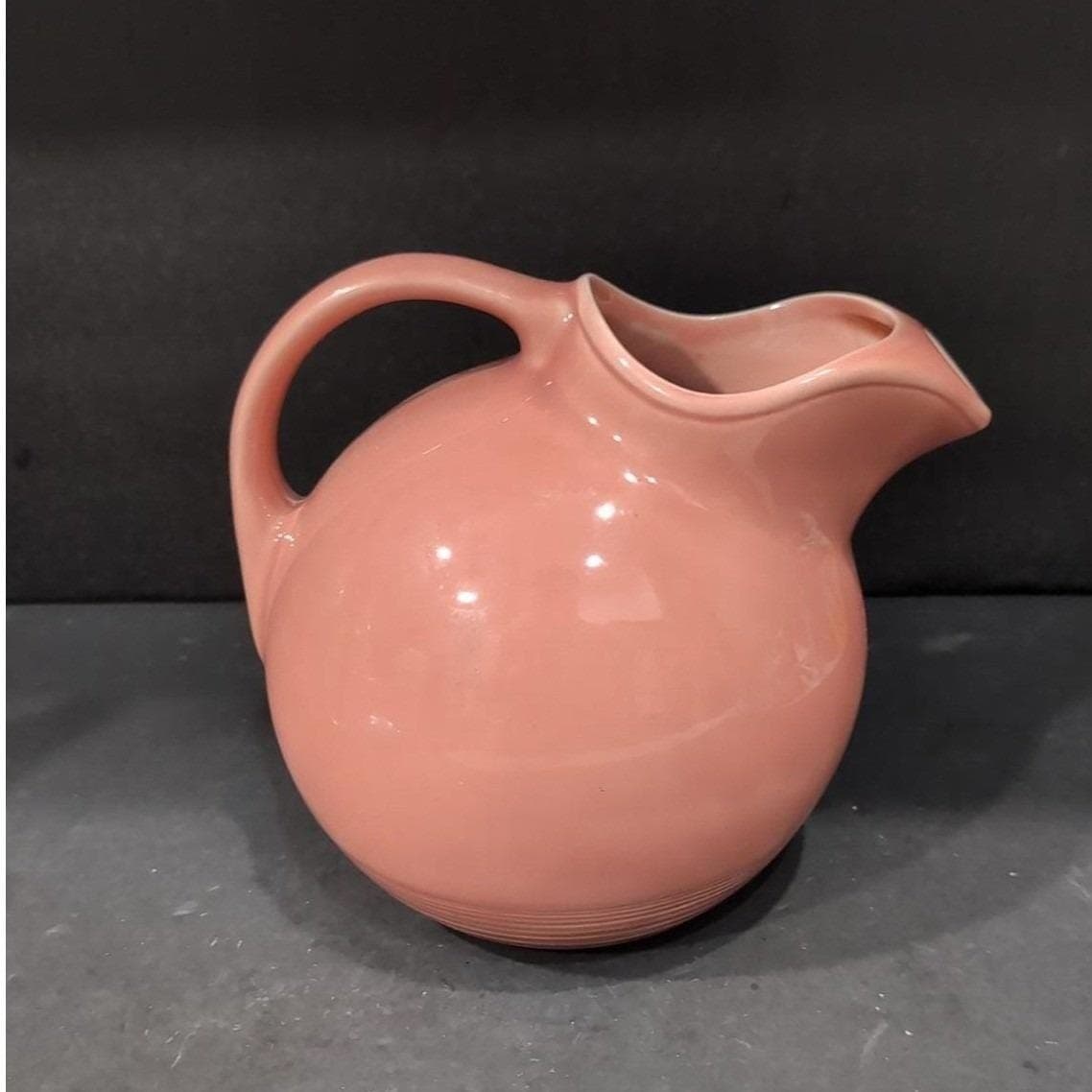 Homer Laughlin Harlequin Rose Pitcher, Vintage Pink Mauve Art Deco Water Jug - Thumbnail 9