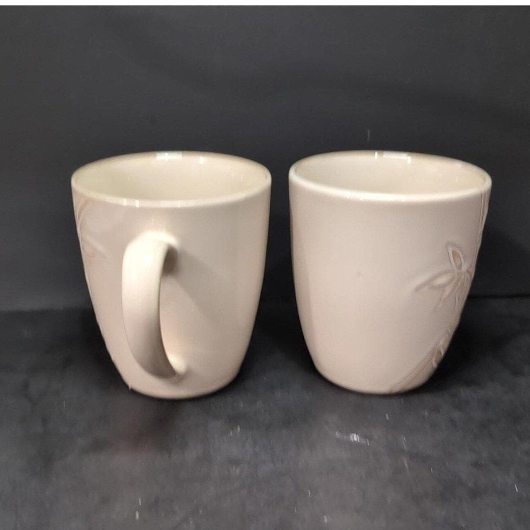 Florida Marketplace Bamboo Design Coffee Cups, Set Of 2, Vintage Stoneware Mugs - Thumbnail 3