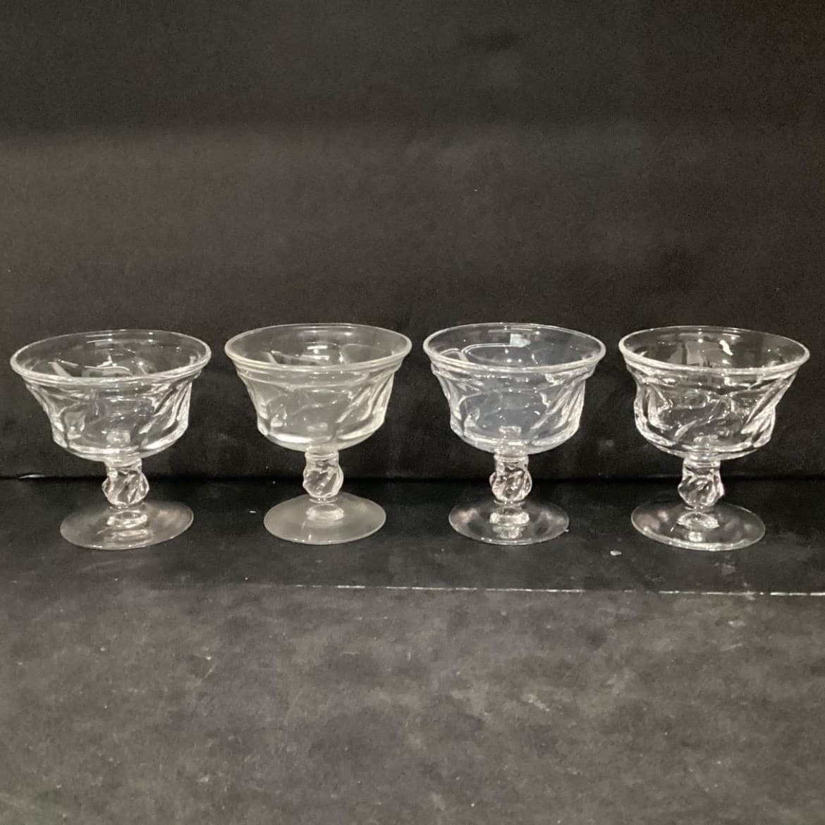 Fostoria Jamestown Clear Champagne Coupes, Set of 4, Vintage Dessert Glasses - Thumbnail 9
