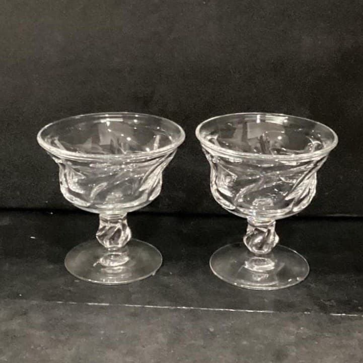 Fostoria Jamestown Clear Champagne Coupes, Set of 2, Vintage Dessert Glasses - Thumbnail 11