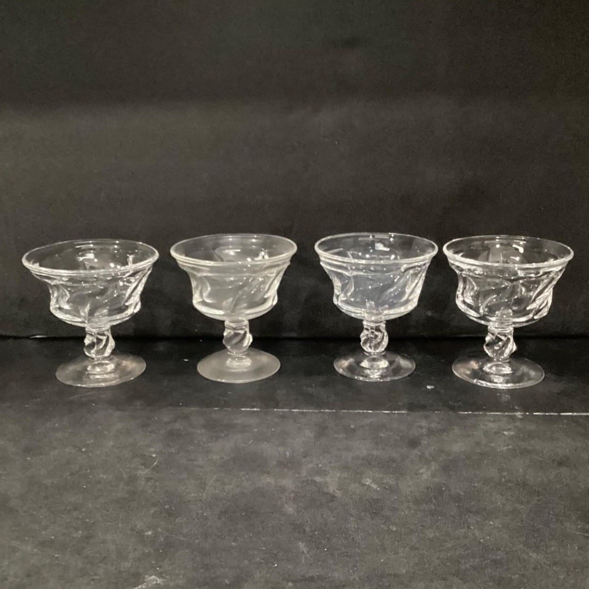 Fostoria Jamestown Clear Champagne Coupes, Set of 4, Vintage Dessert Glasses - Thumbnail 10