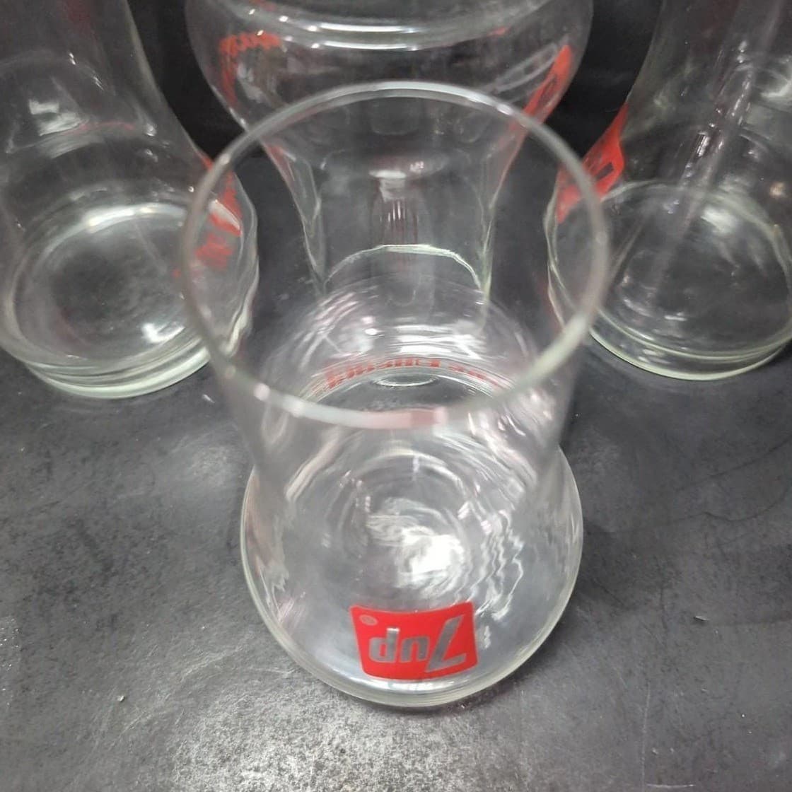 Seven Up Upside Down Bell Glasses, Set of 4, Vintage Soda Tumblers, Drinkware - Thumbnail 6
