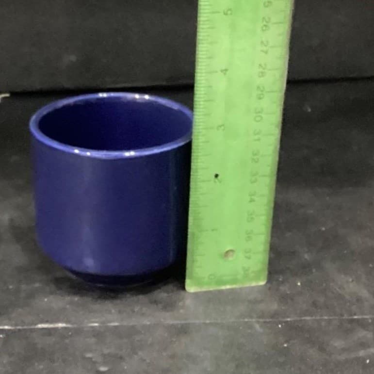 English Stoneware Cobalt Blue Coffee Cups, Set of 2, Vintage Stackable Mugs - Thumbnail 6