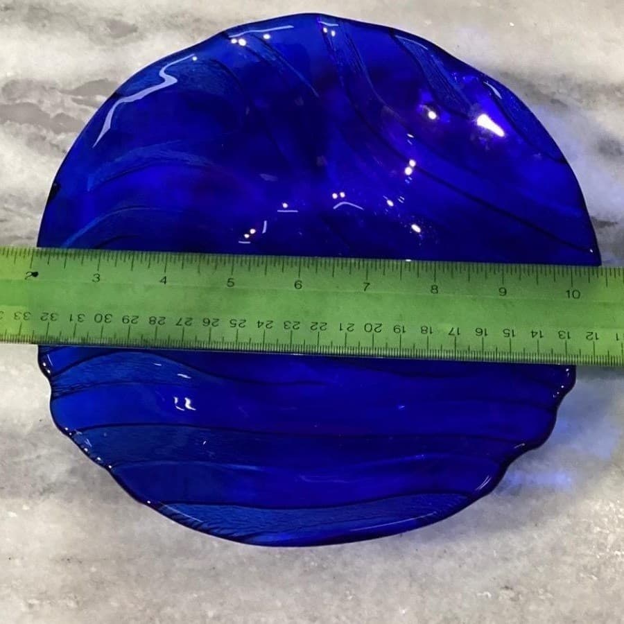 IVV Cobalt Blue Glass Pasta Bowls, Set of 2, Vintage Textured Wavy Stripe Design - Thumbnail 7