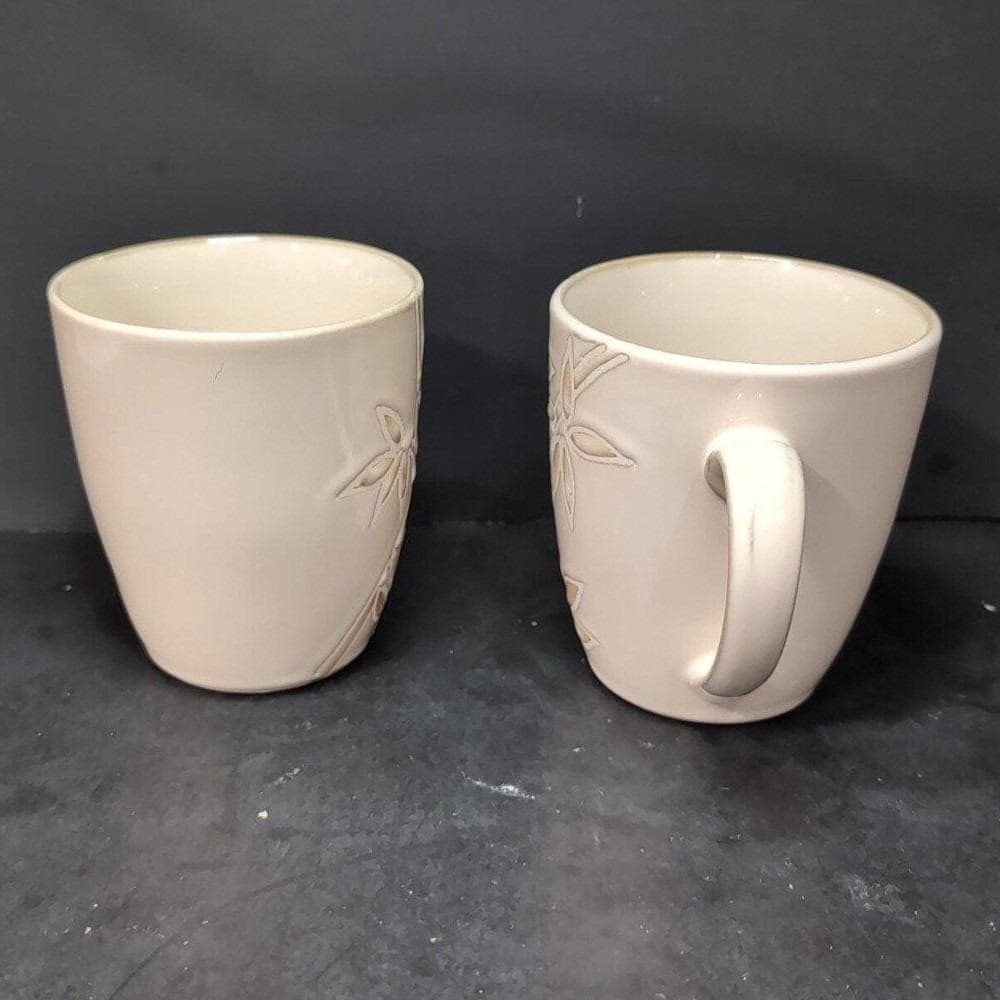 Florida Marketplace Bamboo Design Coffee Cups, Set Of 2, Vintage Stoneware Mugs - Thumbnail 5
