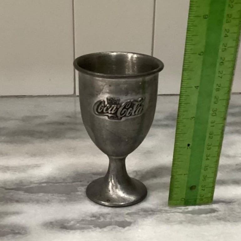 Pewter "Enjoy Coca-Cola" Footed Cups, Set of 2, Vintage Goblets, Replacement - Thumbnail 6