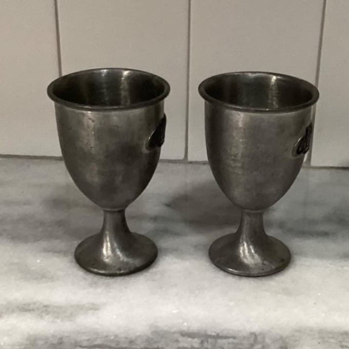 Pewter "Enjoy Coca-Cola" Footed Cups, Set of 2, Vintage Goblets, Replacement - Thumbnail 9
