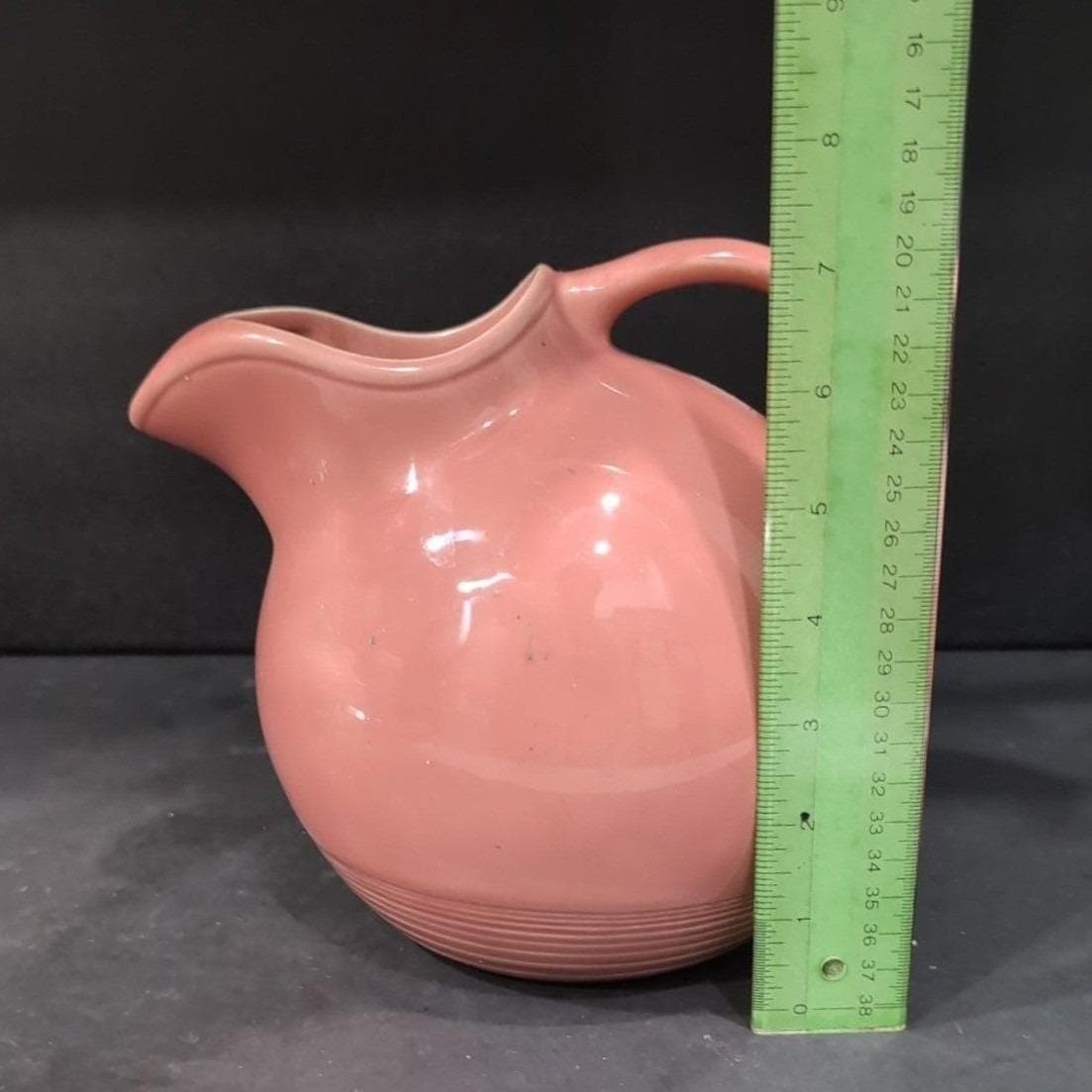 Homer Laughlin Harlequin Rose Pitcher, Vintage Pink Mauve Art Deco Water Jug - Thumbnail 2