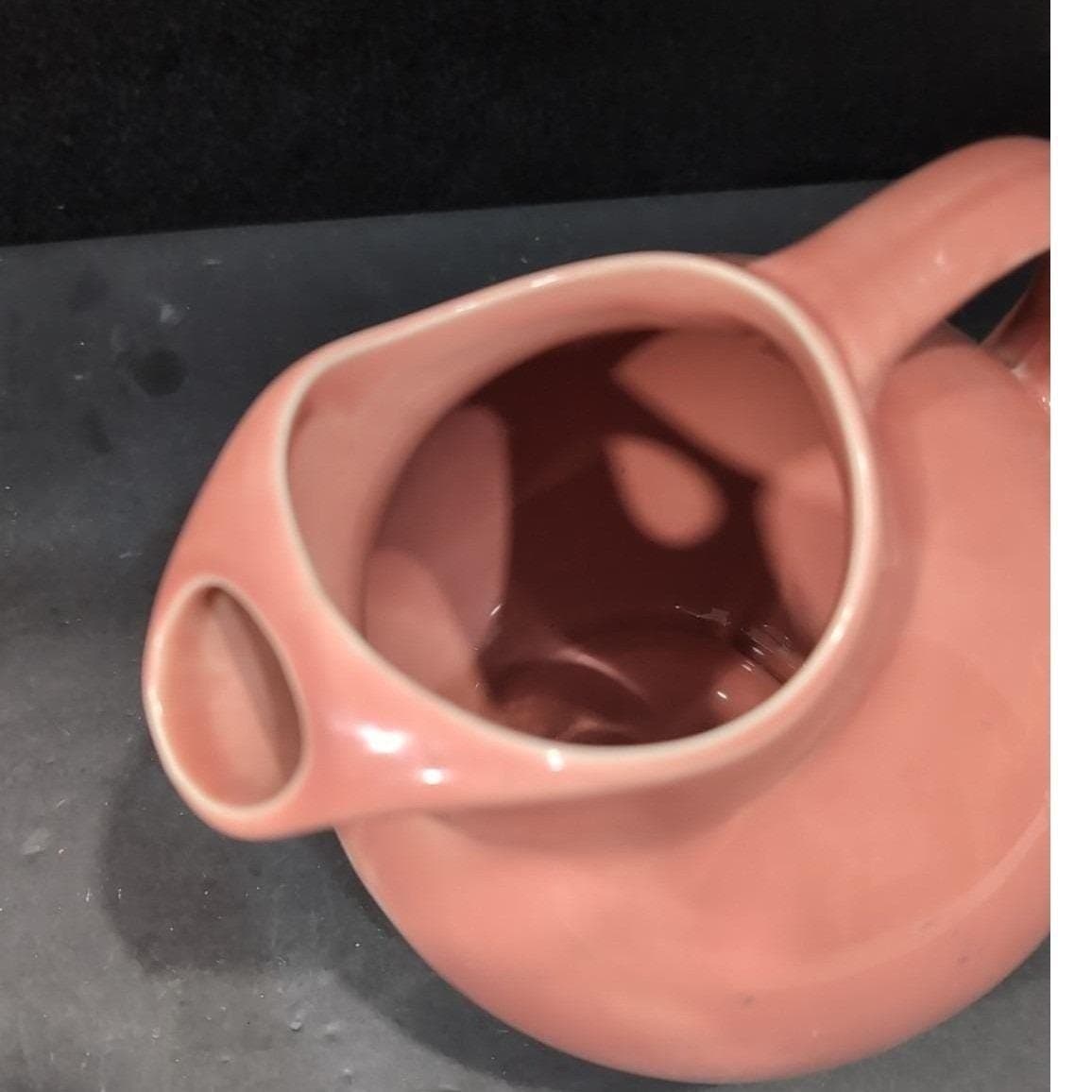 Homer Laughlin Harlequin Rose Pitcher, Vintage Pink Mauve Art Deco Water Jug - Thumbnail 6