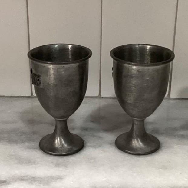 Pewter "Enjoy Coca-Cola" Footed Cups, Set of 2, Vintage Goblets, Replacement - Thumbnail 11