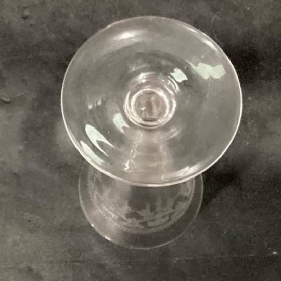 Bryce Glass Sherry Glasses, Set of 2, Vintage Etched Ribbons & Flowers Cordials - Thumbnail 5