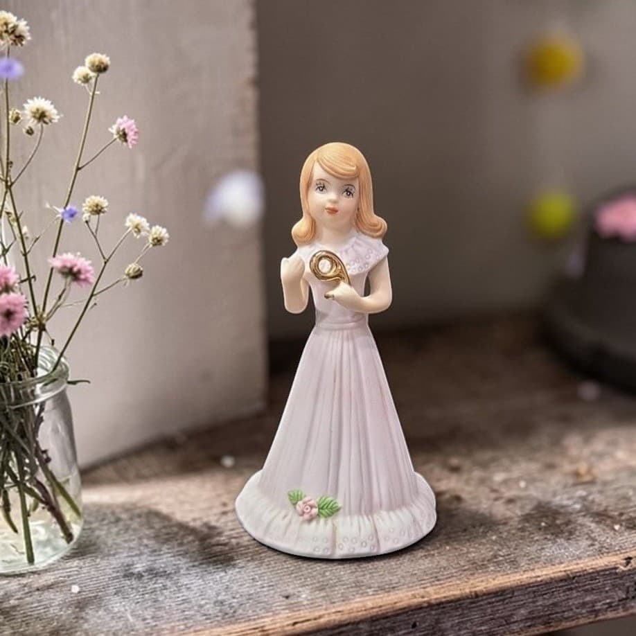 Enesco Growing Up Birthday Girls Age 9 Figurine, Vintage Mantel Decor Statue
