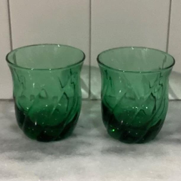 Anchor Hocking Emerald Green Lowball Tumblers, Set of 2, Vintage Rocks Glasses - Thumbnail 12