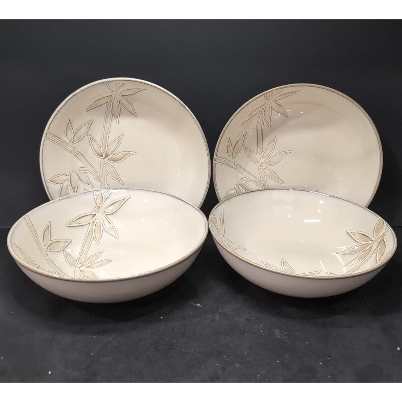 Florida Marketplace Bamboo Design Cereal Bowls, Set of 4, Vintage Dinnerware - Thumbnail 2