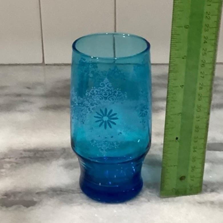 Anchor Hocking Chateau Pattern Tumblers, Set of 4, Vintage Turquoise Glasses - Thumbnail 6