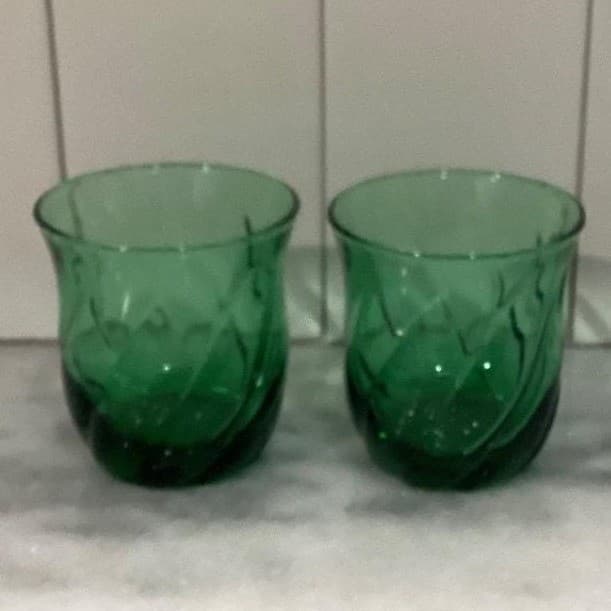 Anchor Hocking Emerald Green Lowball Tumblers, Set of 2, Vintage Rocks Glasses - Thumbnail 10