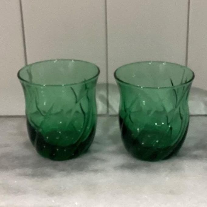 Anchor Hocking Emerald Green Lowball Tumblers, Set of 2, Vintage Rocks Glasses - Thumbnail 11
