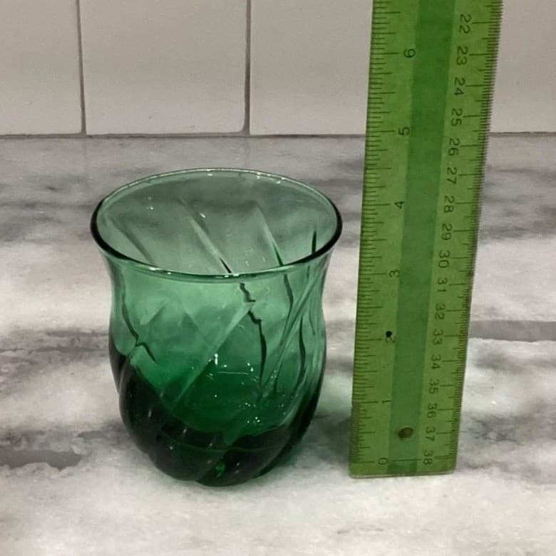 Anchor Hocking Emerald Green Lowball Tumblers, Set of 2, Vintage Rocks Glasses - Thumbnail 7