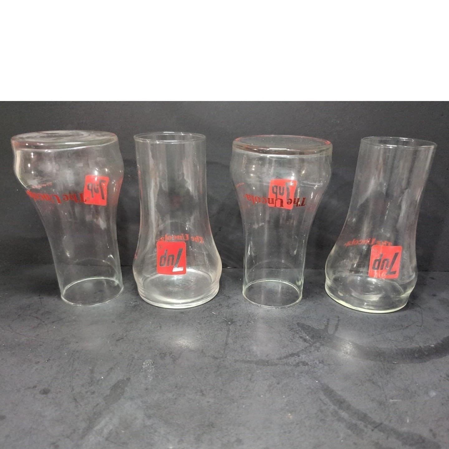 Seven Up Upside Down Bell Glasses, Set of 4, Vintage Soda Tumblers, Drinkware - Thumbnail 4