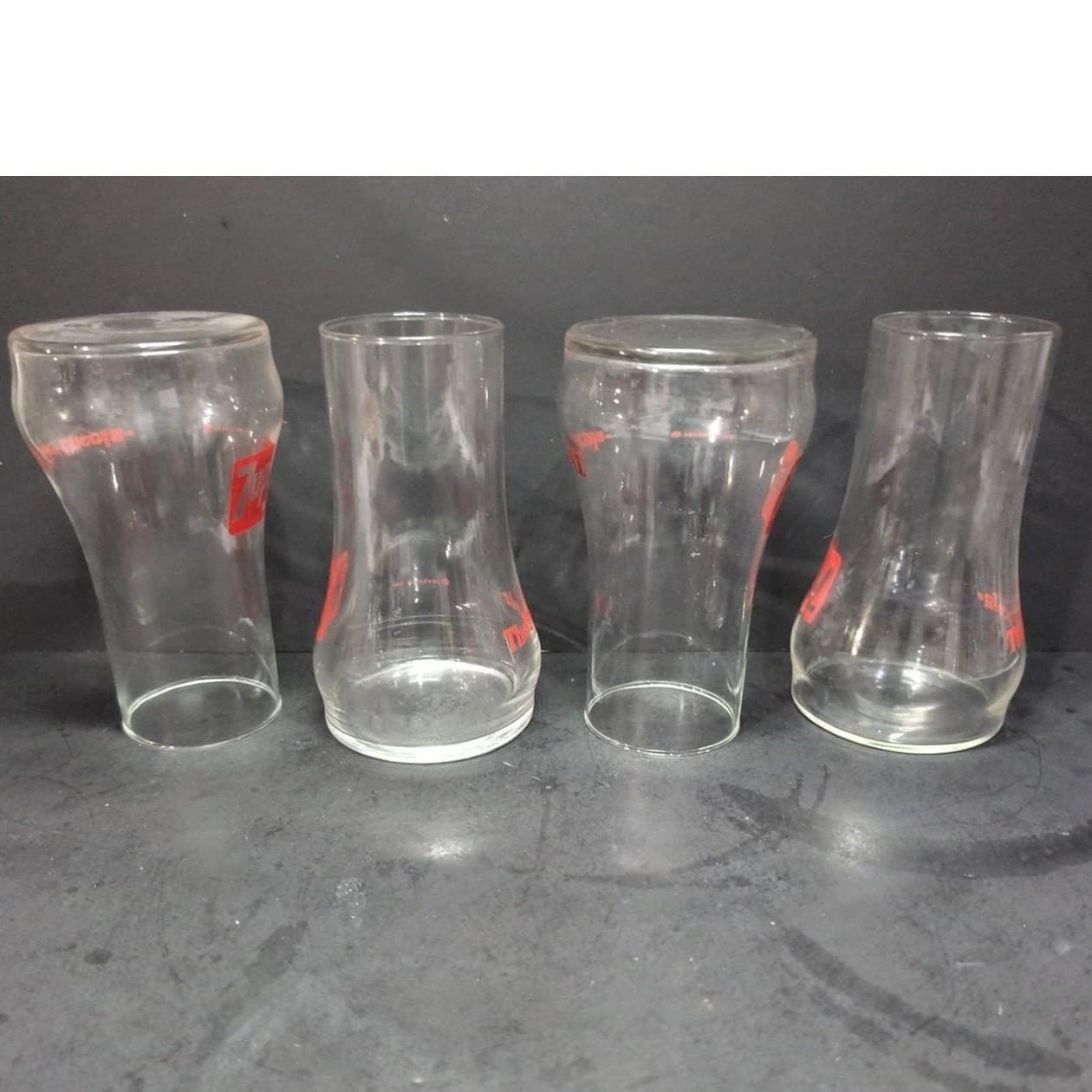 Seven Up Upside Down Bell Glasses, Set of 4, Vintage Soda Tumblers, Drinkware - Thumbnail 5