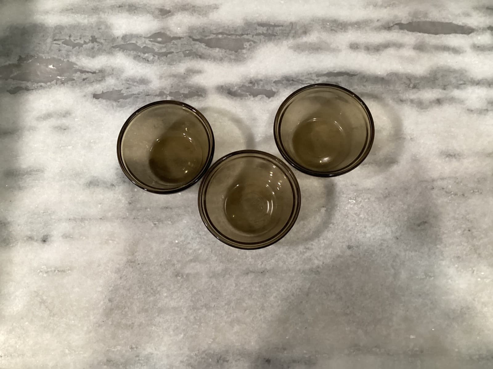 Anchor Hocking Vintage Custard Cups 6 oz #1034 Smoked Brown Tan Glass Lot Of 3 - Thumbnail 3