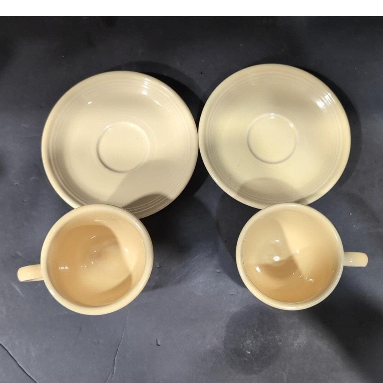 Fiesta Yellow Teacup & Saucers Set, Vintage Four Piece Tableware, Replacements - Thumbnail 6