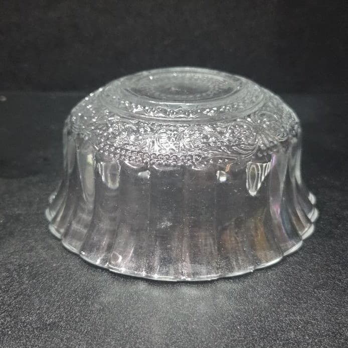 KIG Indonesia Glass Berry Bowl, Vintage Diamonds & Vines Design, Fluted Edges - Thumbnail 7