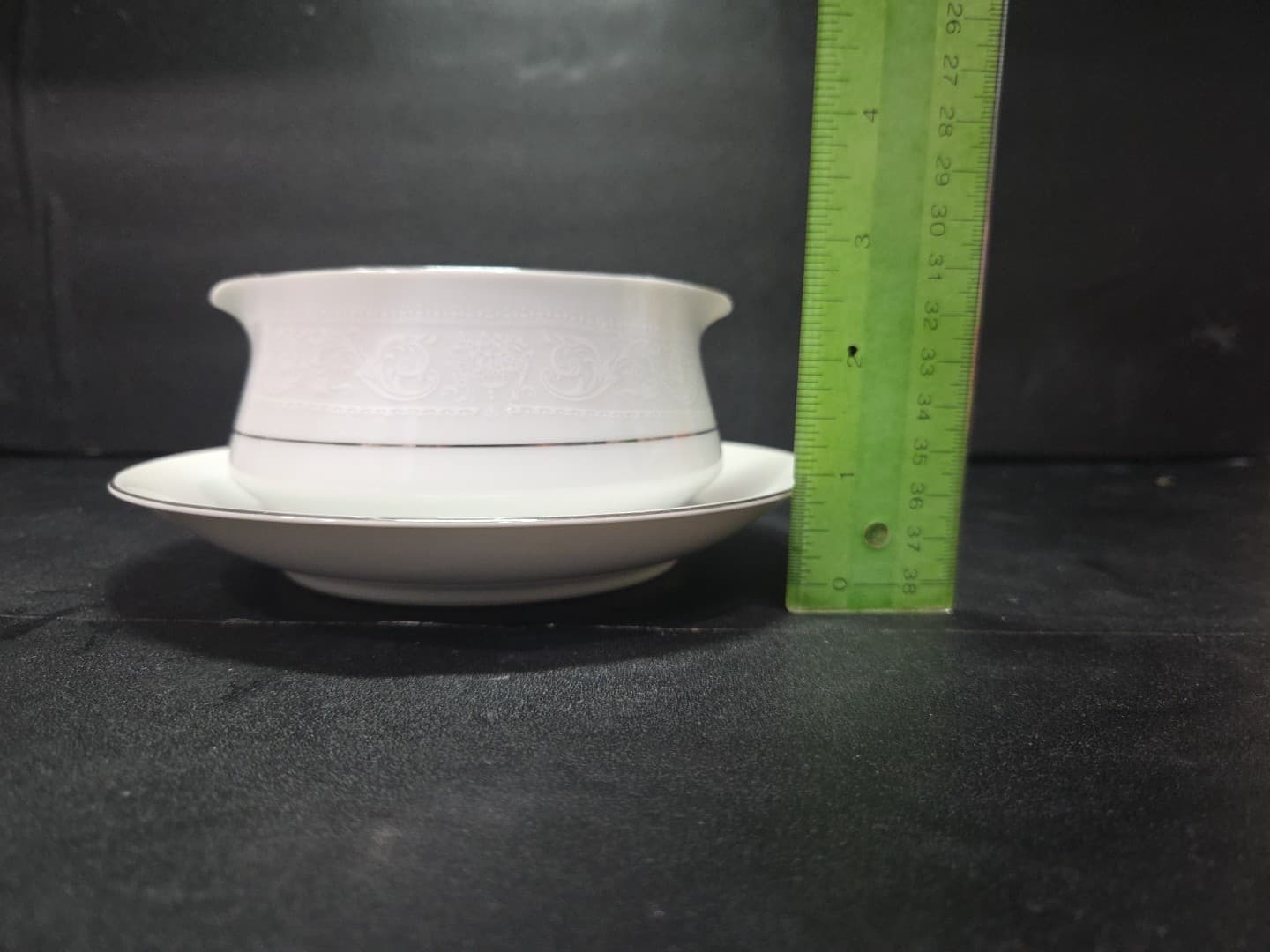 Salem Translucent China Gravy Boat W Underplate Lace Bouquet (Platinum Trim) - Thumbnail 9