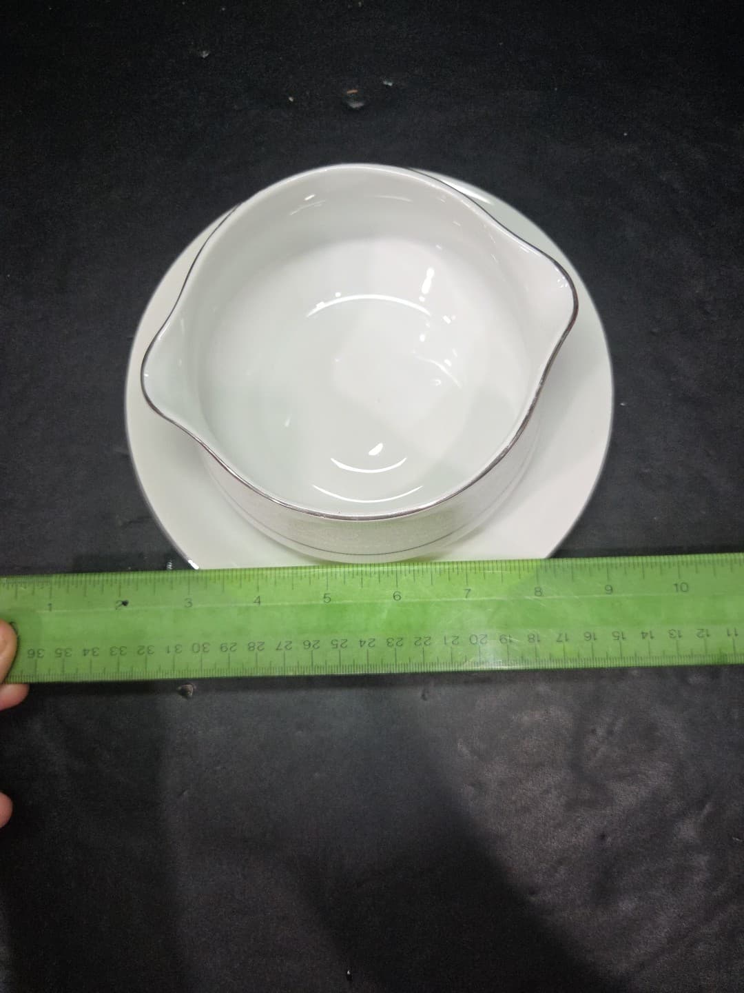 Salem Translucent China Gravy Boat W Underplate Lace Bouquet (Platinum Trim) - Thumbnail 8