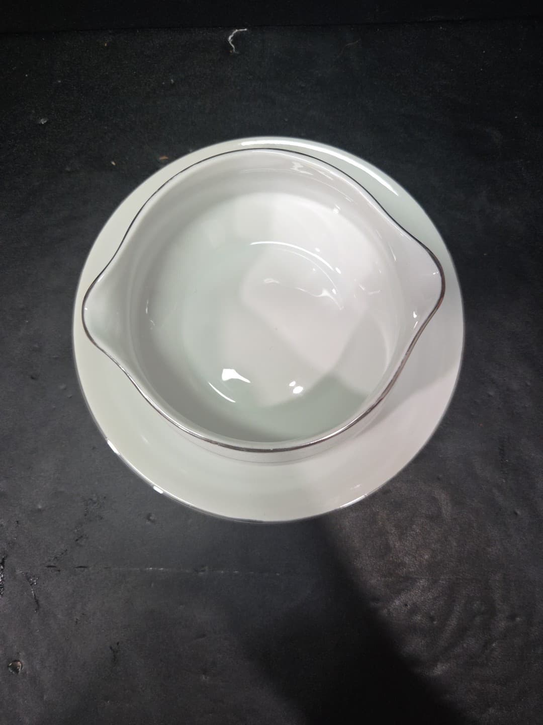 Salem Translucent China Gravy Boat W Underplate Lace Bouquet (Platinum Trim) - Thumbnail 6