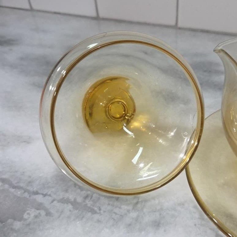 Indiana Glass Amber Gravy Boat, Vintage Tiara Sandwich Lidded Creamer Underplate - Thumbnail 6