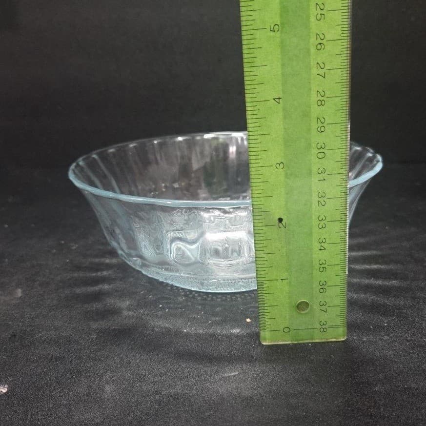 Kig Malaysia Diamond Cut Glass Bowl, Vintage Fleur De Lis Pattern, Centerpiece - Thumbnail 5