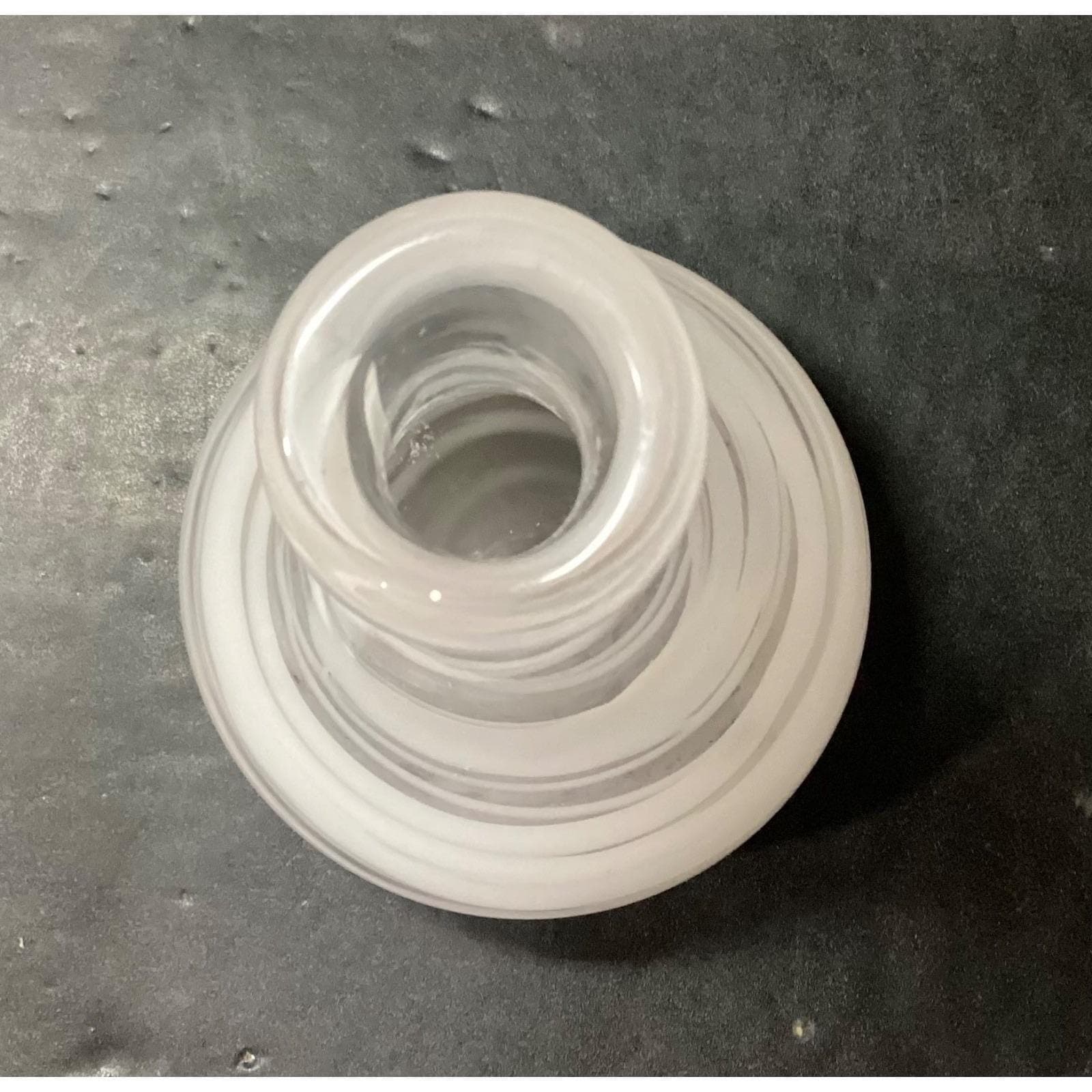 Mid Century Style Weed Vase, White & Clear Swirled Design, Hand Blown Art Glass - Thumbnail 7