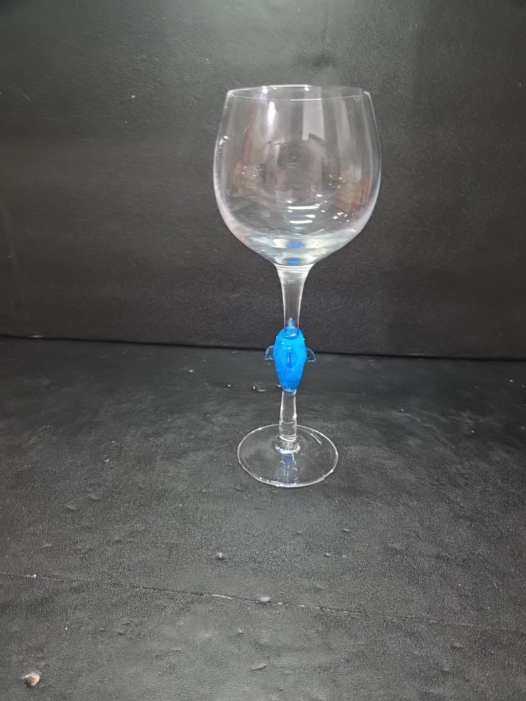 Murano Home Essentials Wine Glass with Blue Dolphin Stem Nautical Ocean - Thumbnail 2