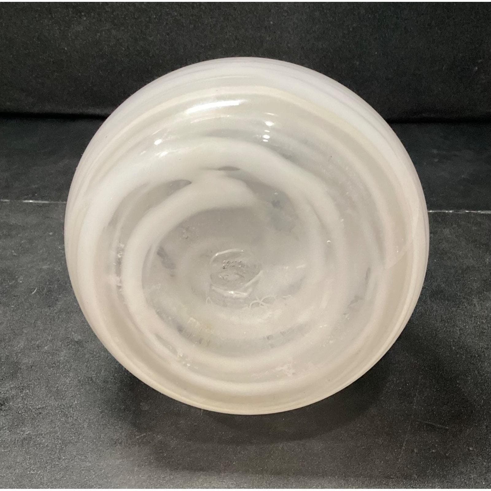 Mid Century Style Weed Vase, White & Clear Swirled Design, Hand Blown Art Glass - Thumbnail 8