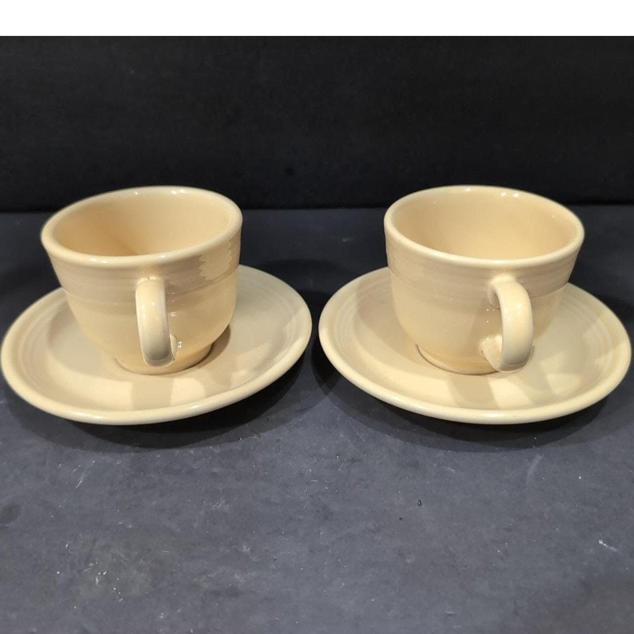 Fiesta Yellow Teacup & Saucers Set, Vintage Four Piece Tableware, Replacements - Thumbnail 11