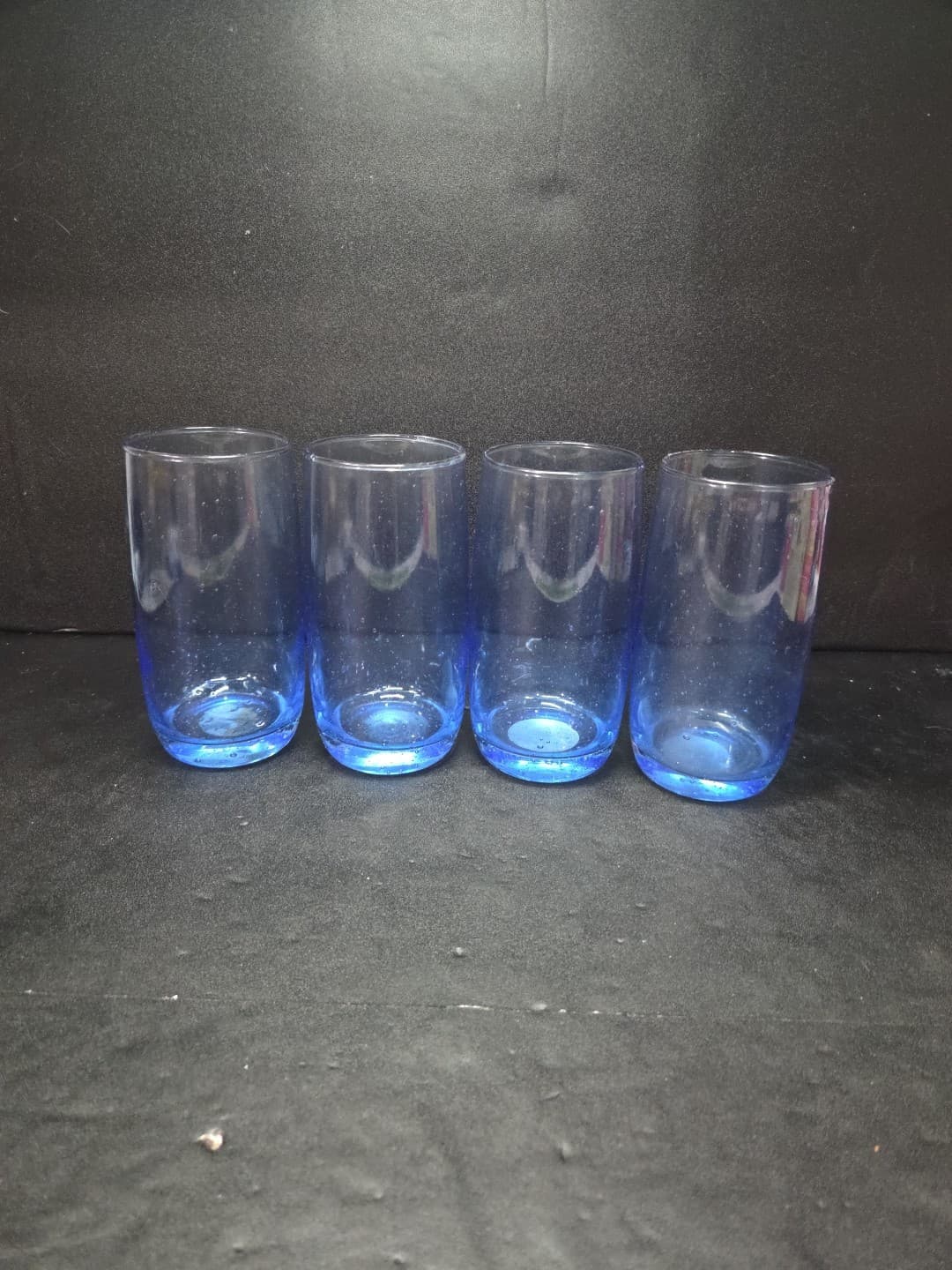 Threshold Large Blue Glass Tumblers, Handblown Bubble Glasses, Set Of 4 - Thumbnail 3