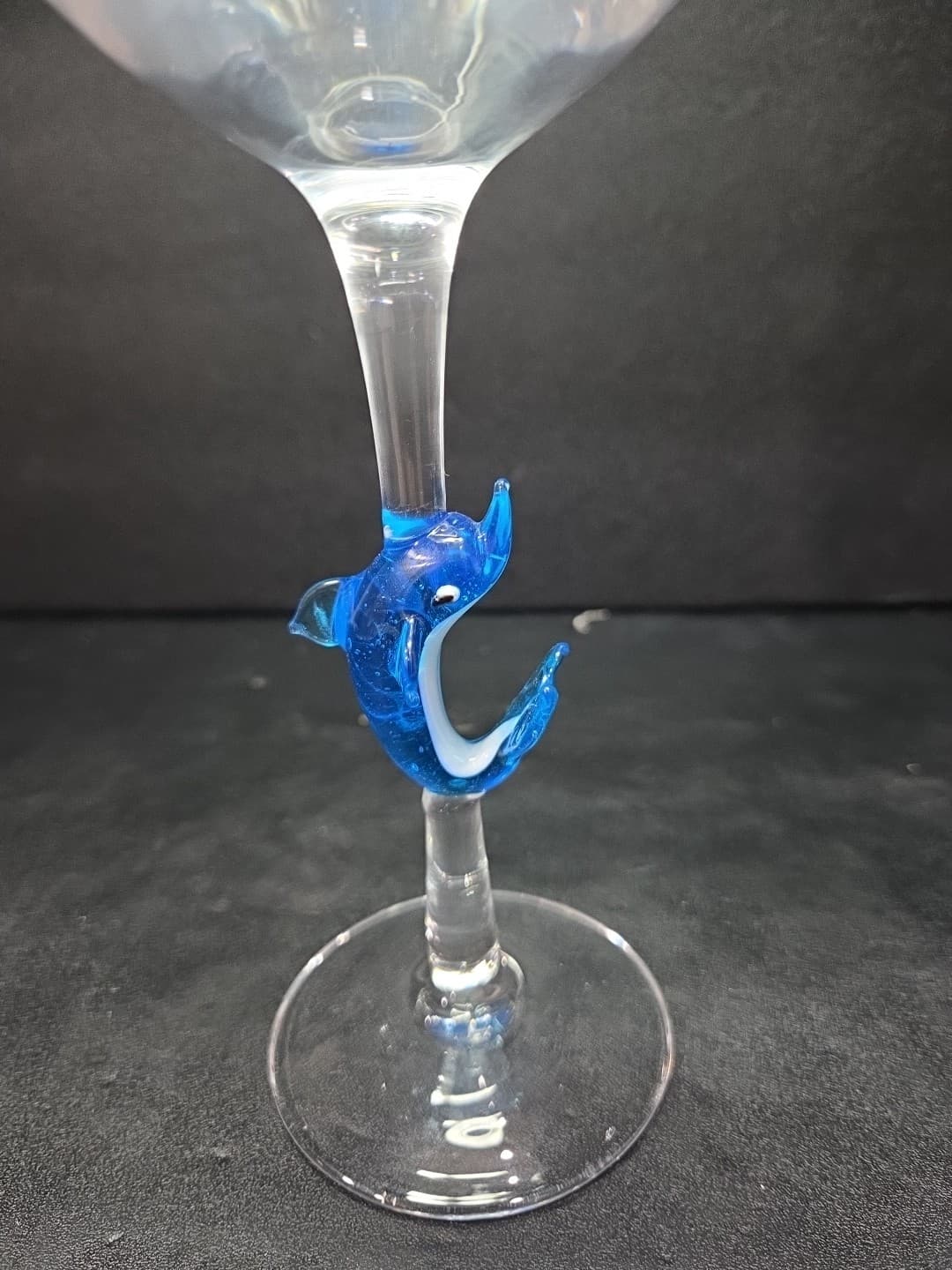 Murano Home Essentials Wine Glass with Blue Dolphin Stem Nautical Ocean - Thumbnail 10