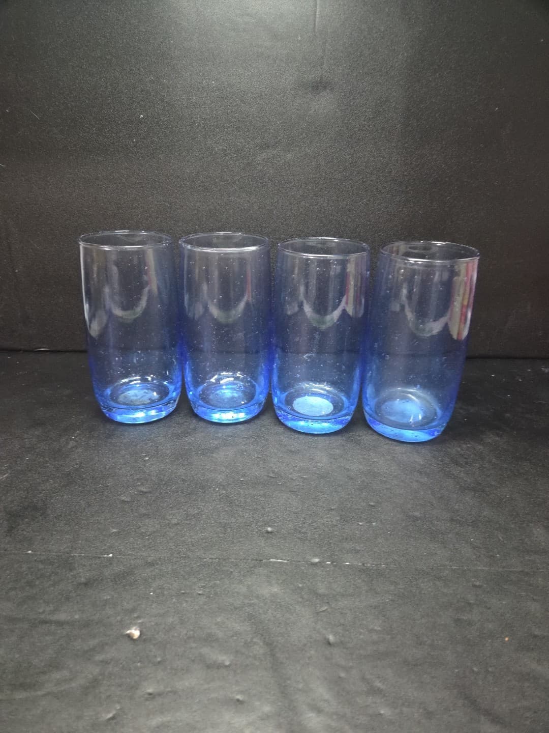Threshold Large Blue Glass Tumblers, Handblown Bubble Glasses, Set Of 4 - Thumbnail 4