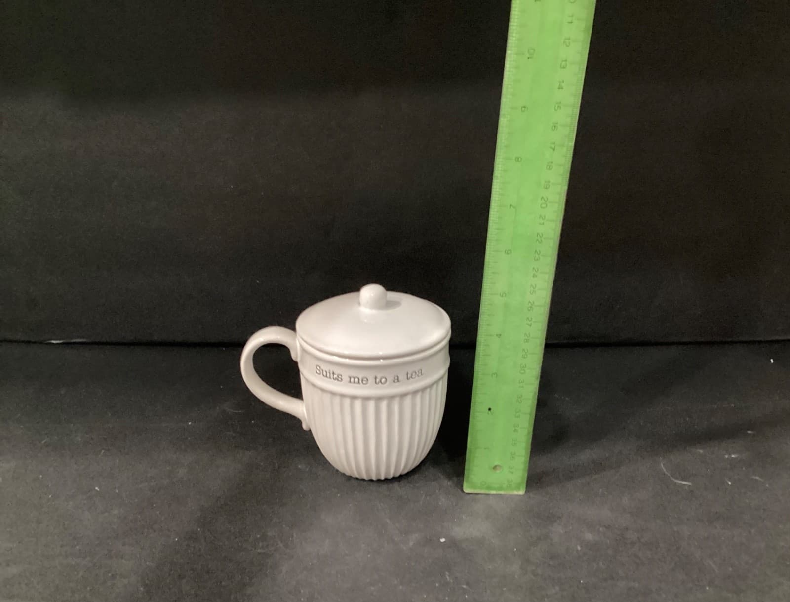 Mud Pie Stoneware "Suits me to a tea" Coffee/Tea Mug with Lid - Thumbnail 6