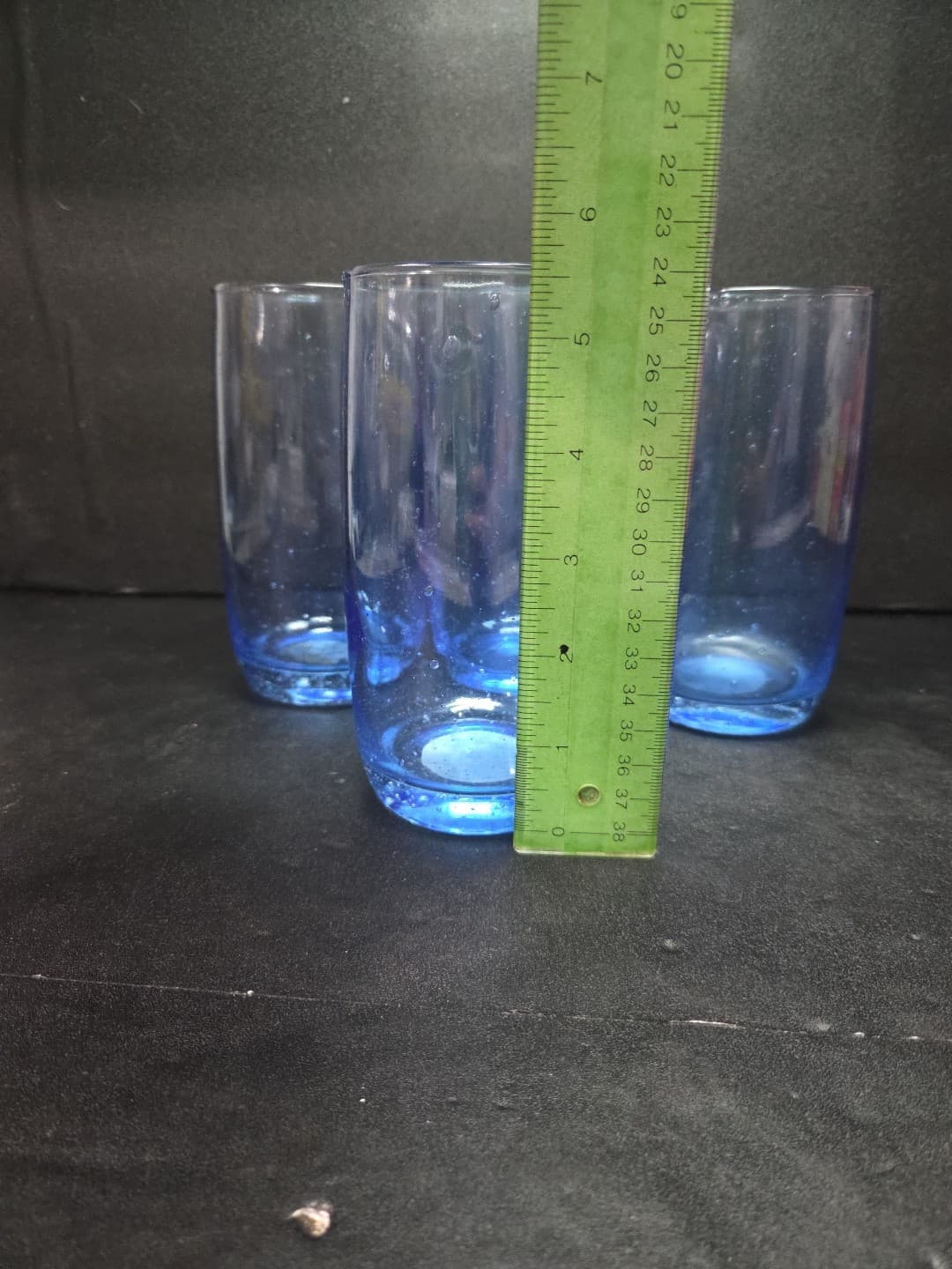 Threshold Large Blue Glass Tumblers, Handblown Bubble Glasses, Set Of 4 - Thumbnail 8