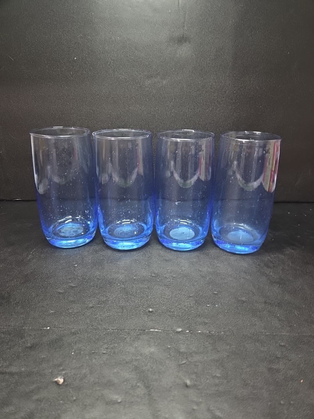 Threshold Large Blue Glass Tumblers, Handblown Bubble Glasses, Set Of 4 - Thumbnail 2