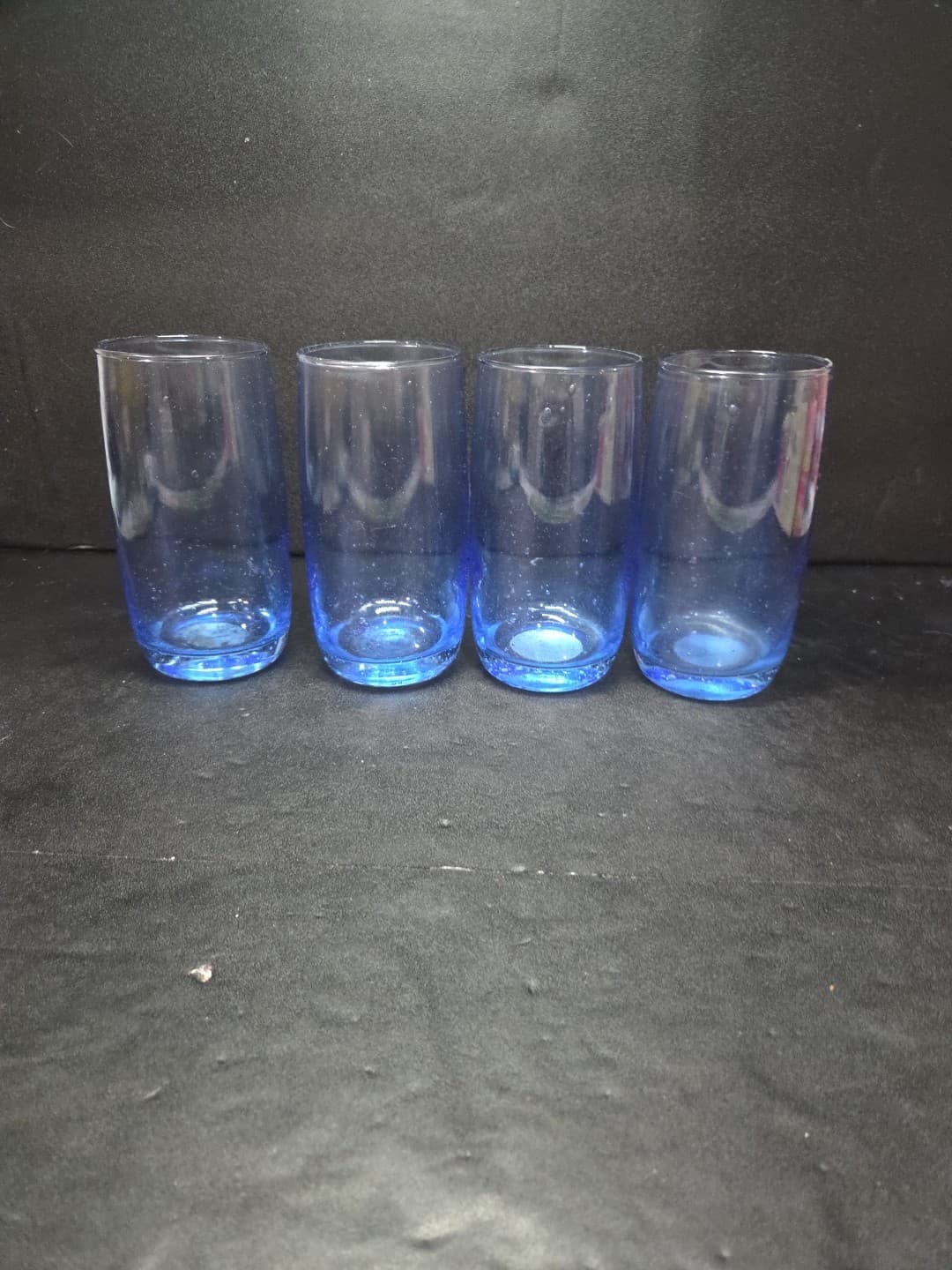 Threshold Large Blue Glass Tumblers, Handblown Bubble Glasses, Set Of 4