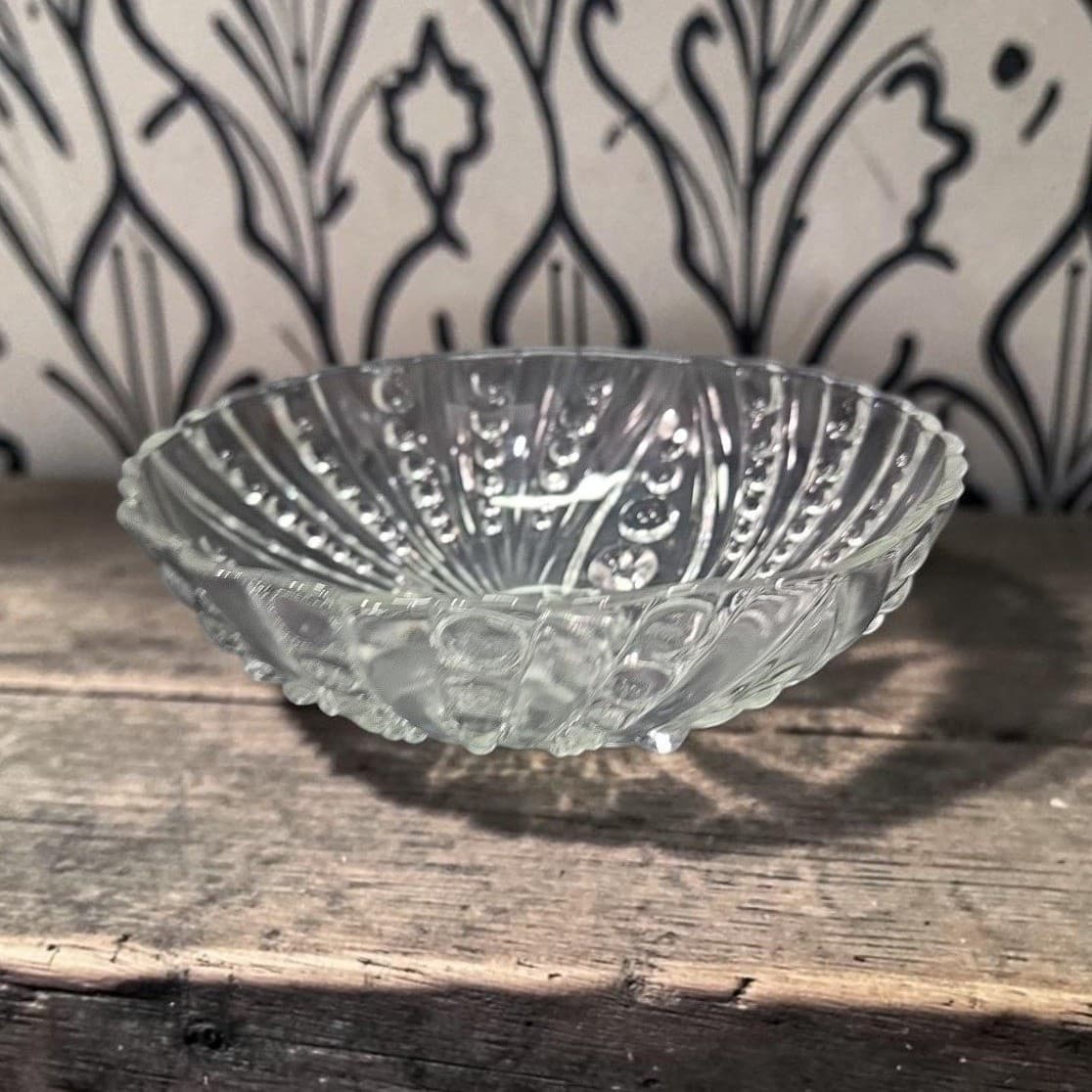 Anchor Hocking Clear Glass Bowl, Vintage Burple Bubble Pattern, MCM Centerpiece