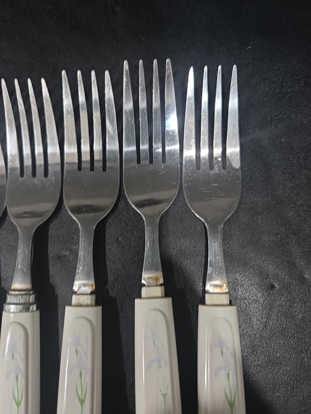 Corelle Shadow Iris Forks, 8 Piece Flatware, Corning Rostfrei, Vintage Utensils - Thumbnail 4