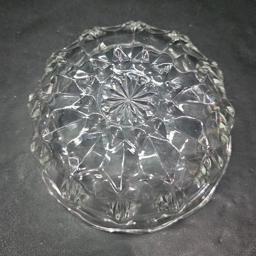 Anchor Hocking Scalloped Candy Dish, Vintage Diamond Pattern, Clear Dessert Bowl - Thumbnail 4