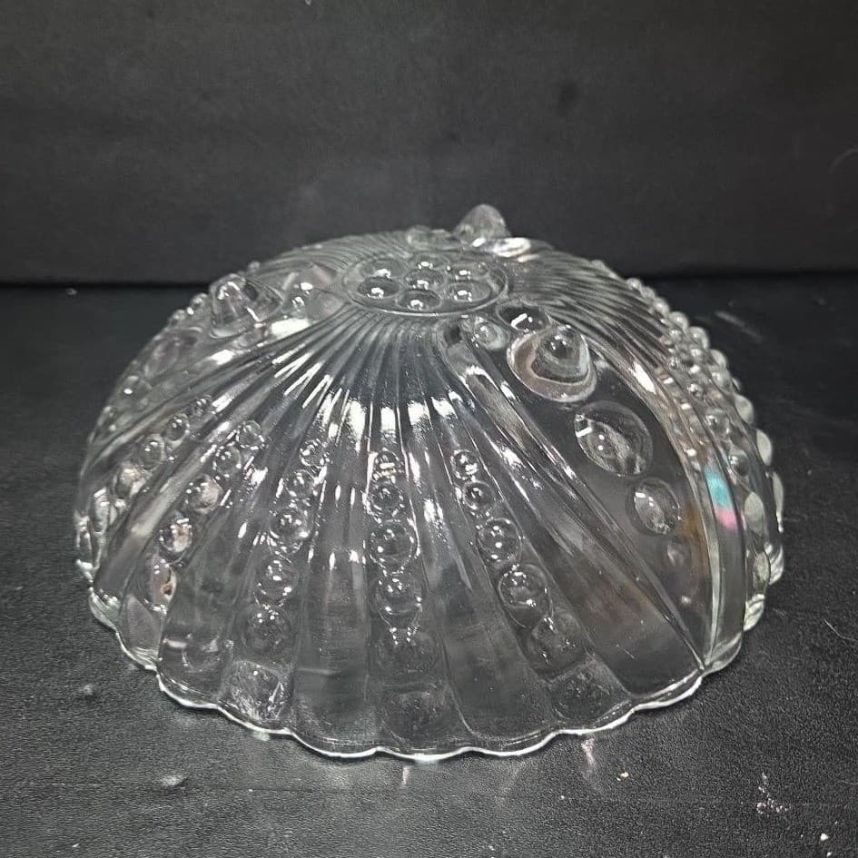 Anchor Hocking Clear Glass Bowl, Vintage Burple Bubble Pattern, MCM Centerpiece - Thumbnail 10