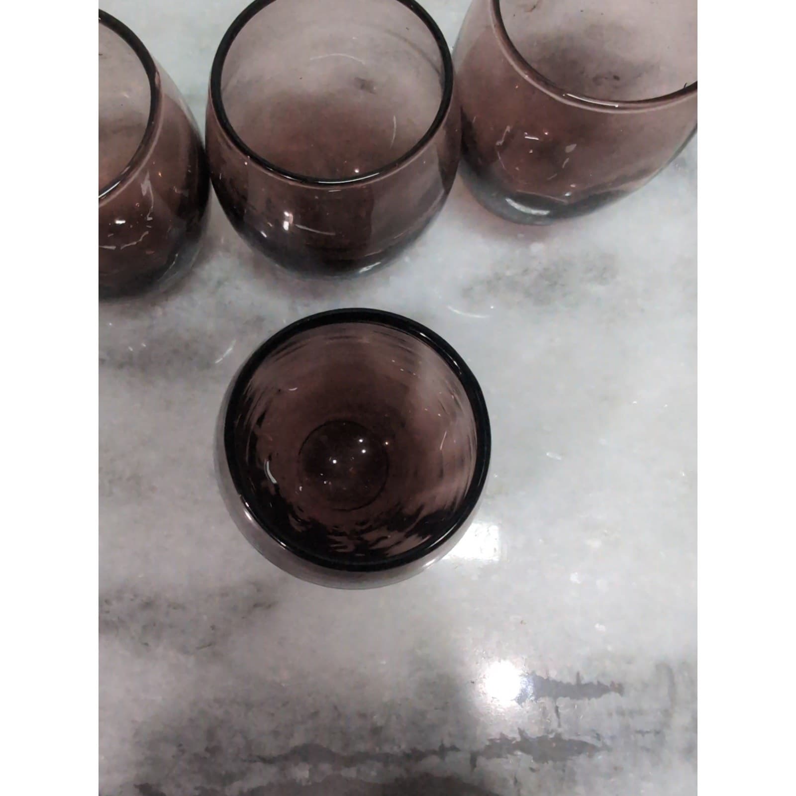 Amethyst Handblown Cordial Glasses Set of 4, Vintage Glassware, Small Cup, 2.5"H - Thumbnail 6
