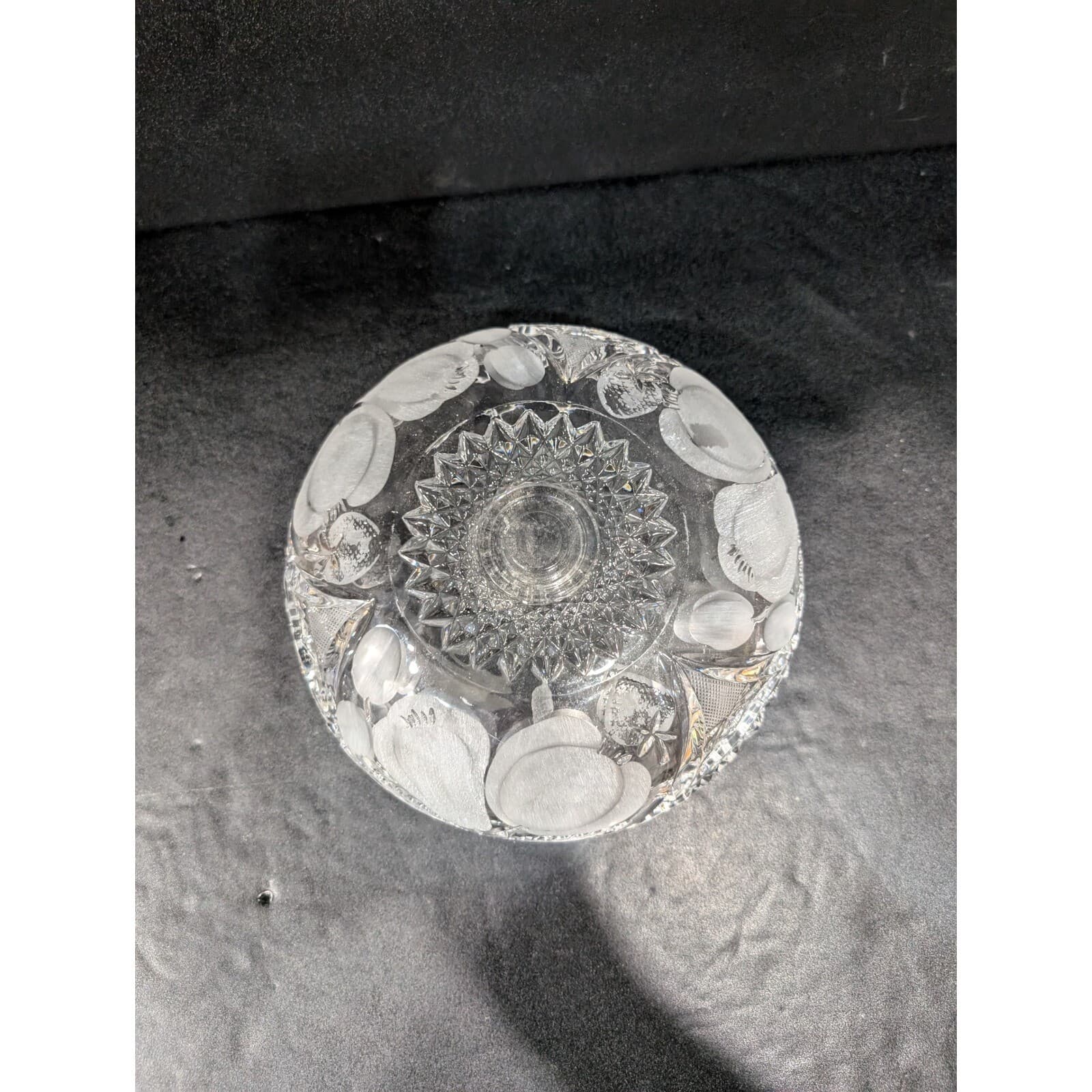 Cristal d'Arque Glass Tazza Dish, Etched Fruit Bowl, Centerpiece, 8.5" Diameter - Thumbnail 4