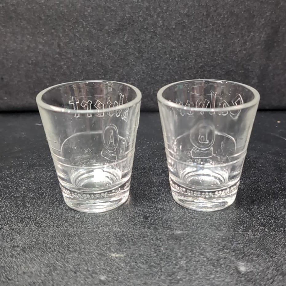 Calvert Whiskey Shot Glasses, Set of 2, Vintage A-B Taste Testing Design - Thumbnail 4